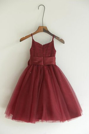 A-Line Empire Taille plissiertes bodenlanges Blumenmädchenkleid mit Rüschen mit Schleife - Bild 4
