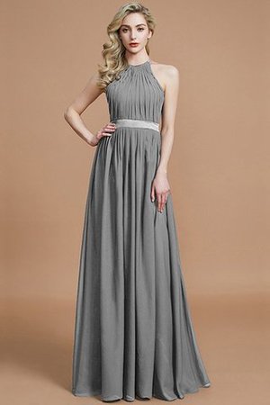 Robe demoiselle d'honneur manche nulle avec zip ruché jusqu'au sol en chiffon - Photo 31