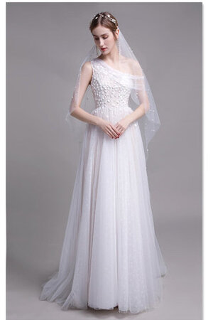 Robe de mariée en satin silhouette asymétrique gracieux modeste longue - Photo 3