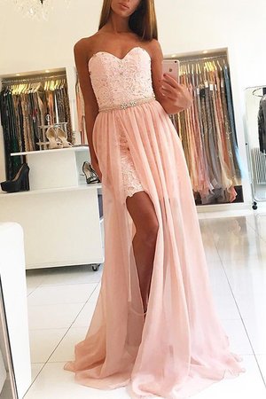 Ärmelloses Sweep Train Prinzessin Ehrenvoll Ballkleid mit Bordüre - Bild 1