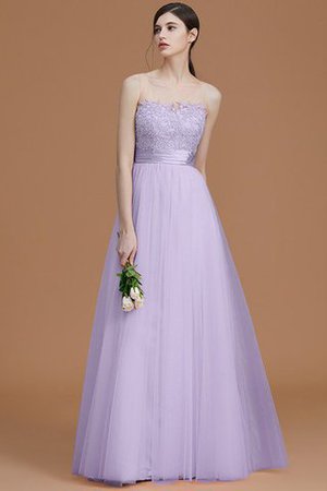 Abito da Damigella Largo A-Line in Tulle con Applique Senza Maniche - Foto 25