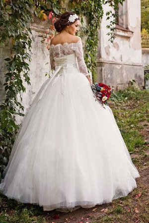 A linie Duchesse-Linie gekerbter Ausschnitt Perlenbesetztes Elegantes Brautkleid aus Spitze - Bild 3