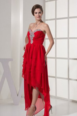 Juwel Ausschnitt hoch niedrig Herz-Ausschnitt Abendkleid mit Rüschen - Bild 4