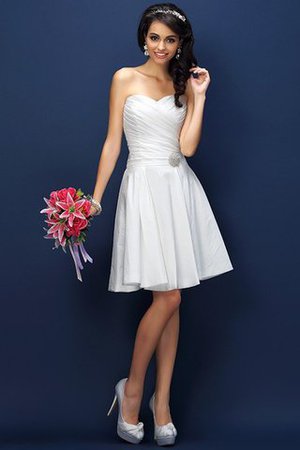 Normale Taille Drapiertes Mini Brautjungfernkleid mit Herz-Ausschnitt mit Plissierungen - Bild 27