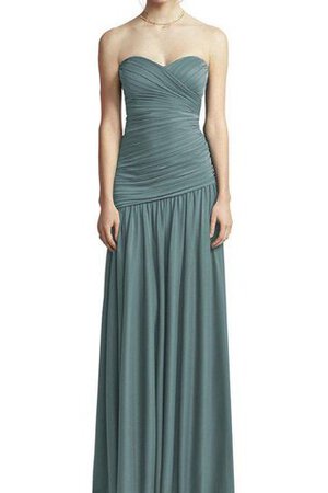 Robe demoiselle d'honneur longueru au niveau de sol avec zip ligne a ruché en chiffon - Photo 1