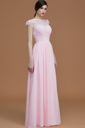 Robe demoiselle d'honneur naturel ligne a fermeutre eclair en chiffon col ras du cou - Photo 6