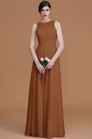 Gerüschtes Natürliche Taile Reißverschluss Bodenlanges Brautjungfernkleid aus Chiffon - Bild 9