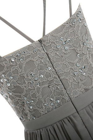Chiffon natürliche Taile Perlenbesetztes formelles schlichtes Abendkleid mit Bordüre - Bild 7