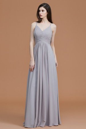 Spaghetti Träger Normale Taille Gerüschtes Ärmellos Bodenlanges Brautjungfernkleid - Bild 5