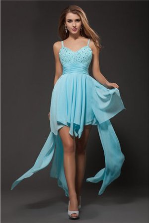 Robe de cocktail courte avec chiffon avec lacets a-ligne avec sans manches - Photo 1