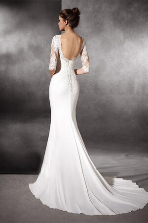 Robe de mariée en dentelle longueur au ras du sol frappant encolure en carré longue - Photo 2