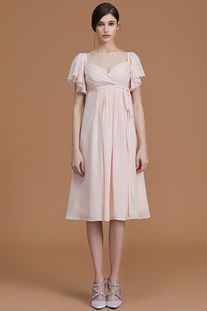 Vestido de Dama de Honor de Natural de Hasta la Rodilla de Manga corta de Cremallera - Foto 2