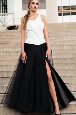 Satin plissiertes zweistück bodenlanges Modern Brautjungfernkleid mit Bordüre - Bild 3