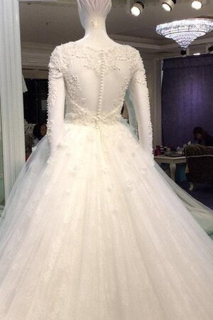 Elegante Vestido de Novia de Corte-A de Abalorio de Mangas Illusion - Foto 3