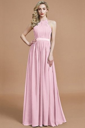 Robe demoiselle d'honneur manche nulle avec zip ruché jusqu'au sol en chiffon - Photo 27