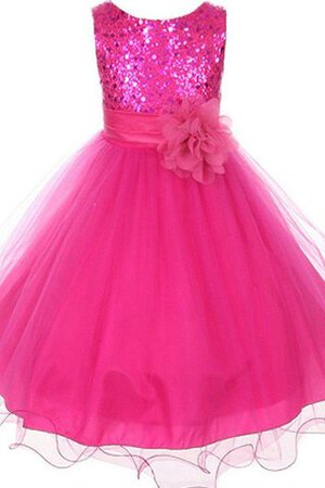 Robe de cortège enfant plissage manche nulle avec fleurs col u profond avec zip - Photo 1