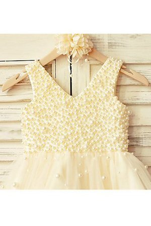 Abito da Cerimonia Bambini con Perla Naturale Principessa Senza Maniche A-Line - Foto 4