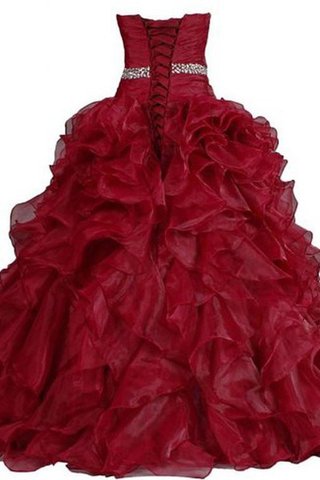 Robe de quinceanera plissage de col en cœur bandouliere spaghetti en tulle avec perle - Photo 2