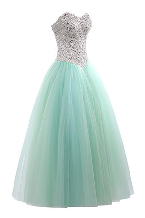 Duchesse-Linie Tüll Strand langes Quinceanera Kleid mit Kristall aus elastischer Satin - Bild 5