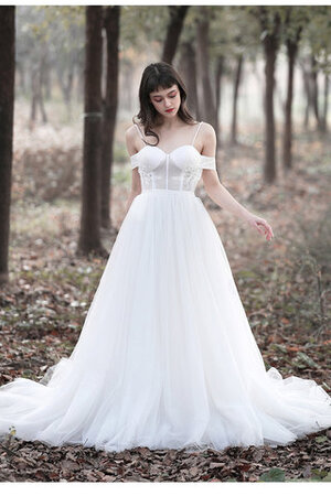 Robe de mariée branle longueur au ras du sol bucolique bretelles spaghetti frappant - Photo 2