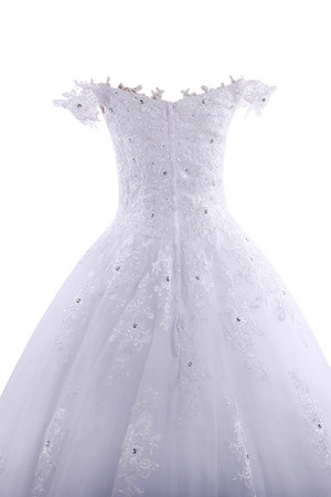 Schulterfrei a linie Kapelle Schleppe schwingendes formelles Brautkleid mit Kristall - Bild 8