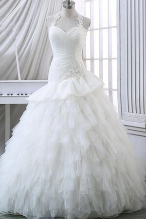 Robe de mariée en organza de lotus a-ligne dénudé avec sans manches - Photo 1