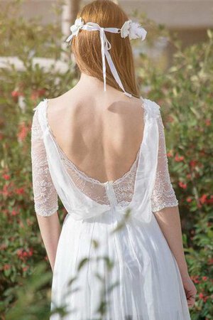 Robe de mariée nature avec manche 1/2 a-ligne ouverture frontale broder - Photo 2