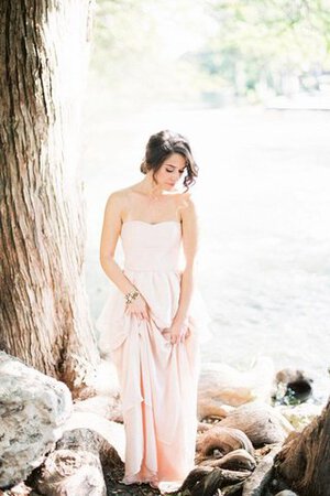 A-Line Reißverschluss Strand bodenlanges Brautkleid mit Perlen - Bild 1