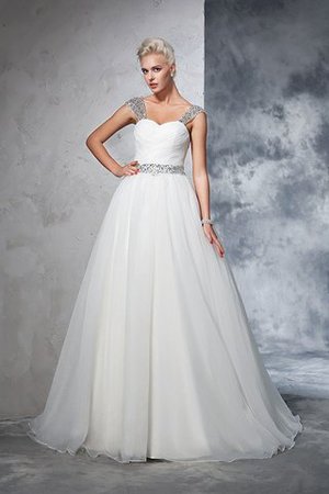 Abito da Sposa Lusso con Increspato Ball Gown Alta Vita Senza Maniche - Foto 3