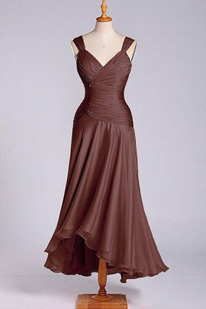 Robe demoiselle d'honneur plissage avec chiffon de col carré a-ligne avec zip - Photo 3