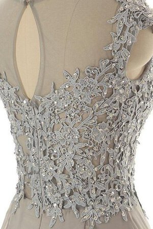 A Linie Gericht Schleppe Perlenbesetztes Schaufel-Ausschnitt Chiffon kurze Ärmeln Ballkleid - Bild 4