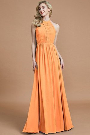 Robe demoiselle d'honneur naturel a-ligne manche nulle en chiffon de princesse - Photo 25