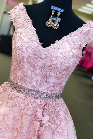 Prinzessin A Linie Bodenlanges Abendkleid mit Reißverschluss aus Tüll - Bild 2