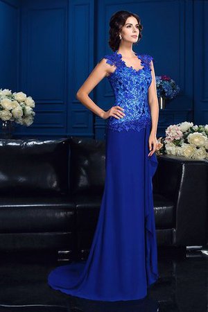 Chiffon A-Linie Prinzessin Brautmutterkleid mit V-Ausschnitt mit Applikation - Bild 5