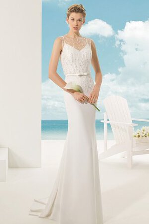 Ärmelloses durchsichtige Rücken luxus bodenlanges langes Brautkleid mit Perlen - Bild 1