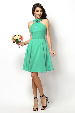 Robe demoiselle d'honneur naturel bref de col haut ligne a de princesse - Photo 15