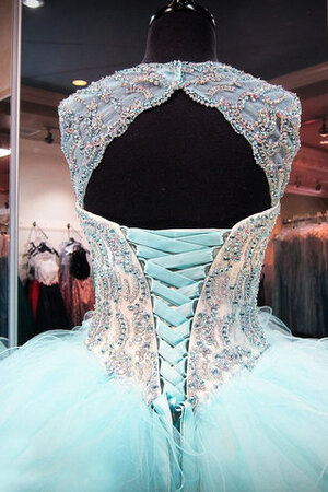 Robe de quinceanera avec lacets avec cristal fait main col en reine distinguee - Photo 3