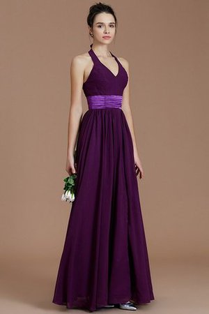 Normale Taille A-Line Ärmelloses Bodenlanges Brautjungfernkleid aus Chiffon - Bild 18
