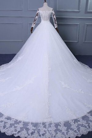 Spaghetti Träger Bateau Tüll Duchesse-Linie Brautkleid mit Applikation mit Bordüre - Bild 4