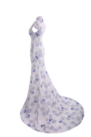 Sencillo Vestido de Noche de Corte princesa en Encaje de Manga corta - Foto 8