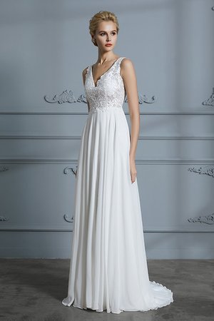 A-Line Spitze V-Ausschnitt Unverwechselbar Brautkleid mit Natürlicher Taille - Bild 6