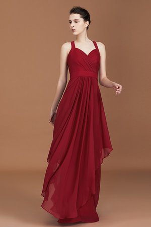 A-Line Gerüschtes Gewinnend Bodenlanges Brautjungfernkleid aus Chiffon - Bild 6