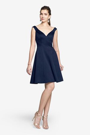 A linie V-Ausschnitt mini Brautjungfernkleid ohne Ärmeln mit Tasche - Bild 3