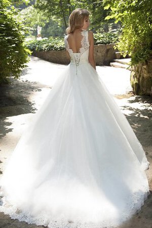 Robe de mariée distinguee intemporel avec lacets manche nulle textile en tulle - Photo 2