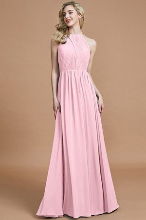Robe demoiselle d'honneur naturel a-ligne manche nulle en chiffon de princesse - Photo 27