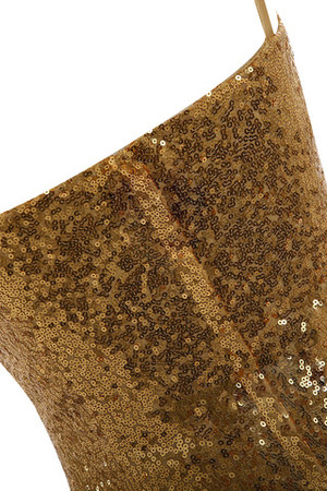 Robe de bal romantique en soie à broder versicolor fendue frontale en tissu pailleté - Photo 6
