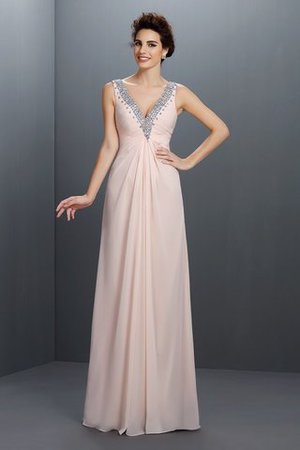 Robe de soirée naturel longue charmeuse longueru au niveau de sol de col en v - Photo 1