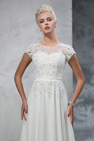 Robe de mariée longue intemporel en chiffon ligne a avec manche courte - Photo 7