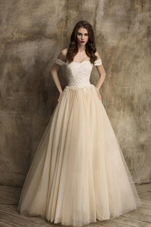 Ärmellos Reißverschluss romantisches bescheidenes Brautkleid mit Sweep zug mit Bordüre - Bild 1