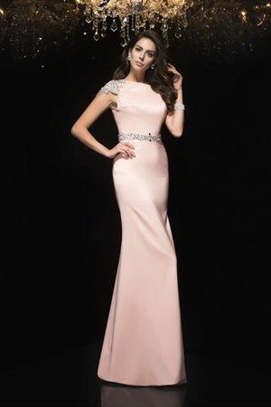 Satin Perlenbesetztes Juwel Ausschnitt Bodenlanges Glamouröses Abendkleid - Bild 5